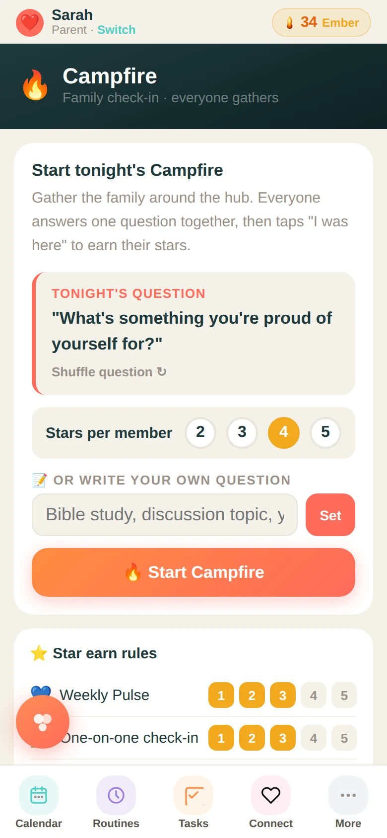 Family Basecamp campfire tab