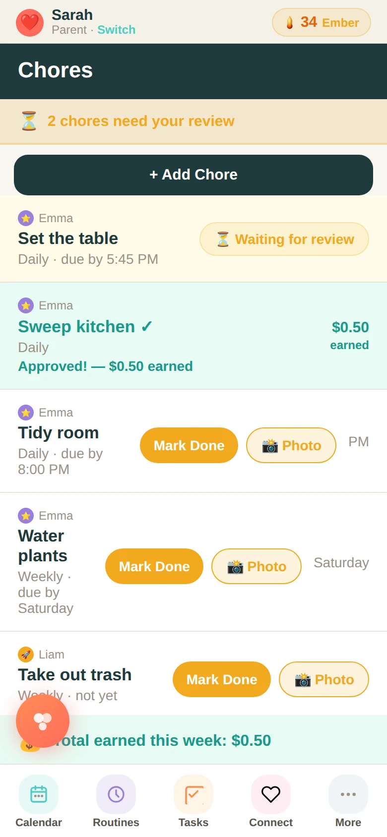 Family Basecamp chores